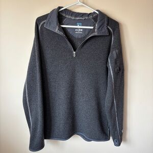 Kuhl Men’s XL Alfpaca Fleece Grey Quarter Zip Sweater Sleeve Pocket Soft